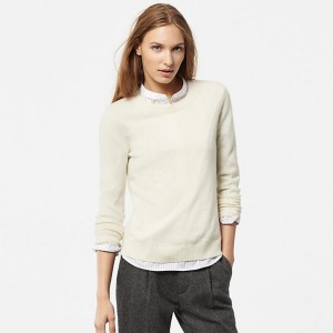 pull cachemire blanc doux uniqlo